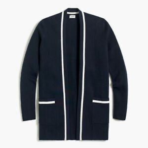 Tipped open-front cardigan sweater